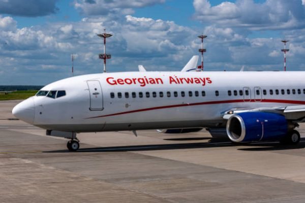 July 2, 2019, Moscow, Russia. Airplane Boeing 737-800 Airzena Georgian Airways at Vnukovo airport in Moscow.