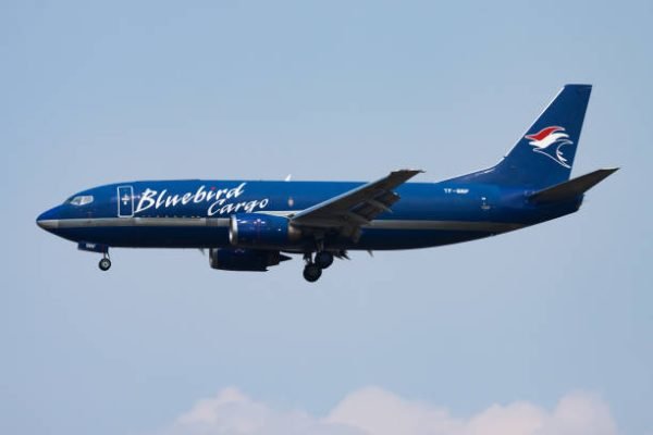 Budapest, Hungary - August 13, 2015: Bluebird Nordic cargo plane at airport. Air freight and shipping. Aviation and aircraft. Transport industry. Global international transportation. Fly and flying.
