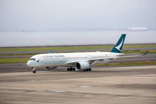 Tokoname, Japan - October 9, 2023 : Cathay Pacific Airbus A350-900 at Chubu Centrair International Airport in Tokoname, Aichi Prefecture, Japan.