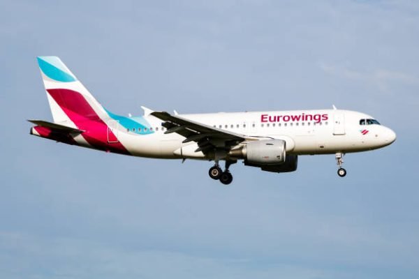 Amsterdam, Netherlands - July 4, 2017: Germanwings passenger plane at airport. Schedule flight travel. Aviation and aircraft. Air transport. Global international transportation. Fly and flying.