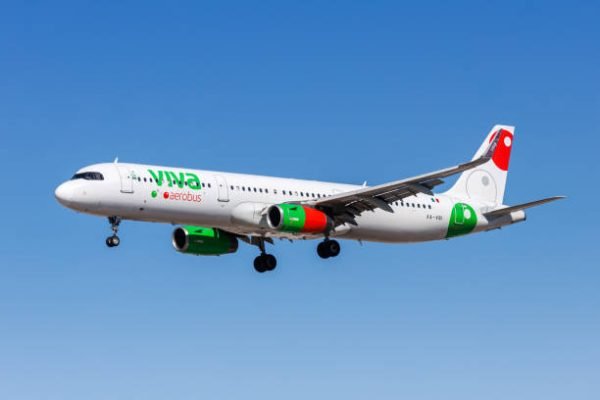 Las Vegas, United States - October 15, 2024: Viva Aerobus Airbus A321 airplane at Las Vegas Airport in the United States.