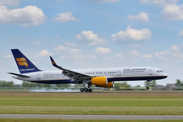 Schiphol, The Netherlands - June 12, 2011: Icelandair Boeing 757 taking off from Schiphol airport.
