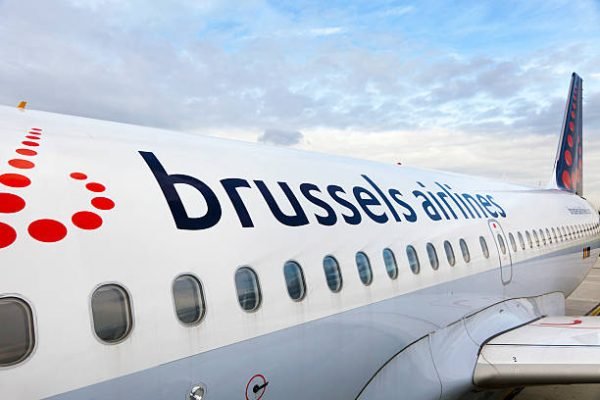 "Brussels, Belgium - September 17th 2011: Airplane of Brussels airlines company is ready to takeoff in Brussel airport. Brussels Airlines is the largest airline based in Belgium, operating to over 65 destinations in 20 European countries."