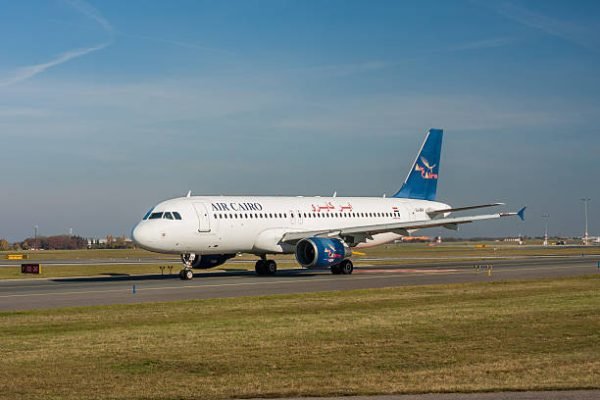 Prague, Czech Republic - November 1, 2015: Airbus A320 of Air Cairo. Image was taken at Vaclav Havel airport.